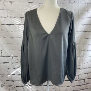 L’Academie Los Angeles oversized sateen V‎ Neck blouse Womens Size Small